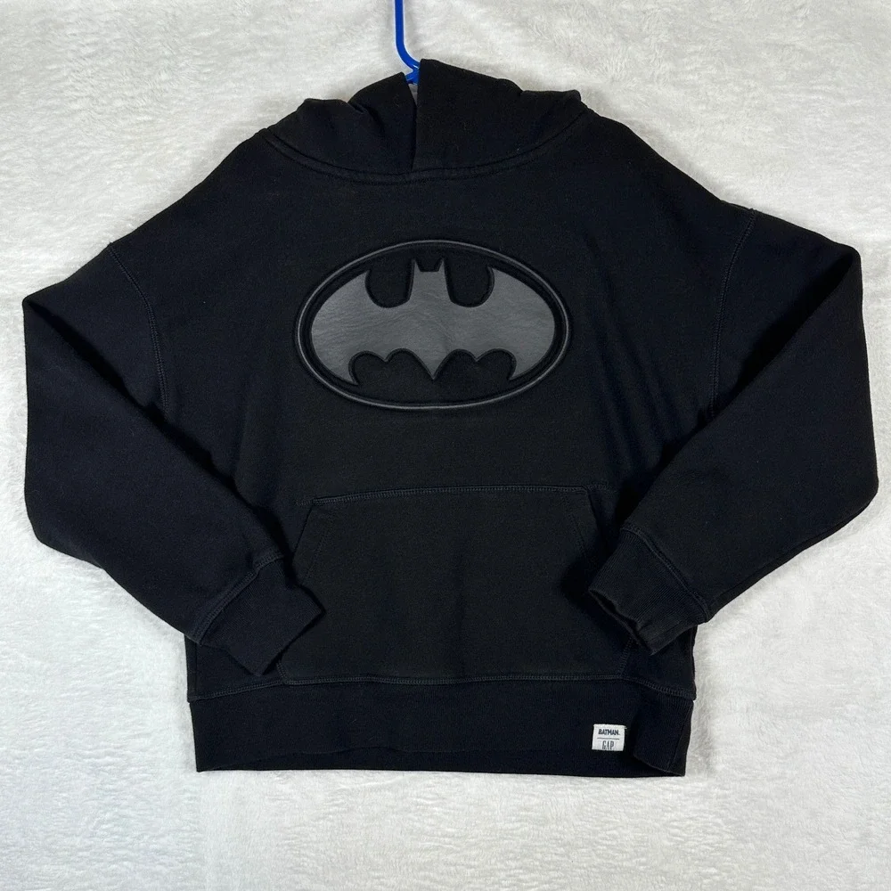 Gap Batman Hoodie Kids Size M (8) Black DC Comics Logo Sweatshirt